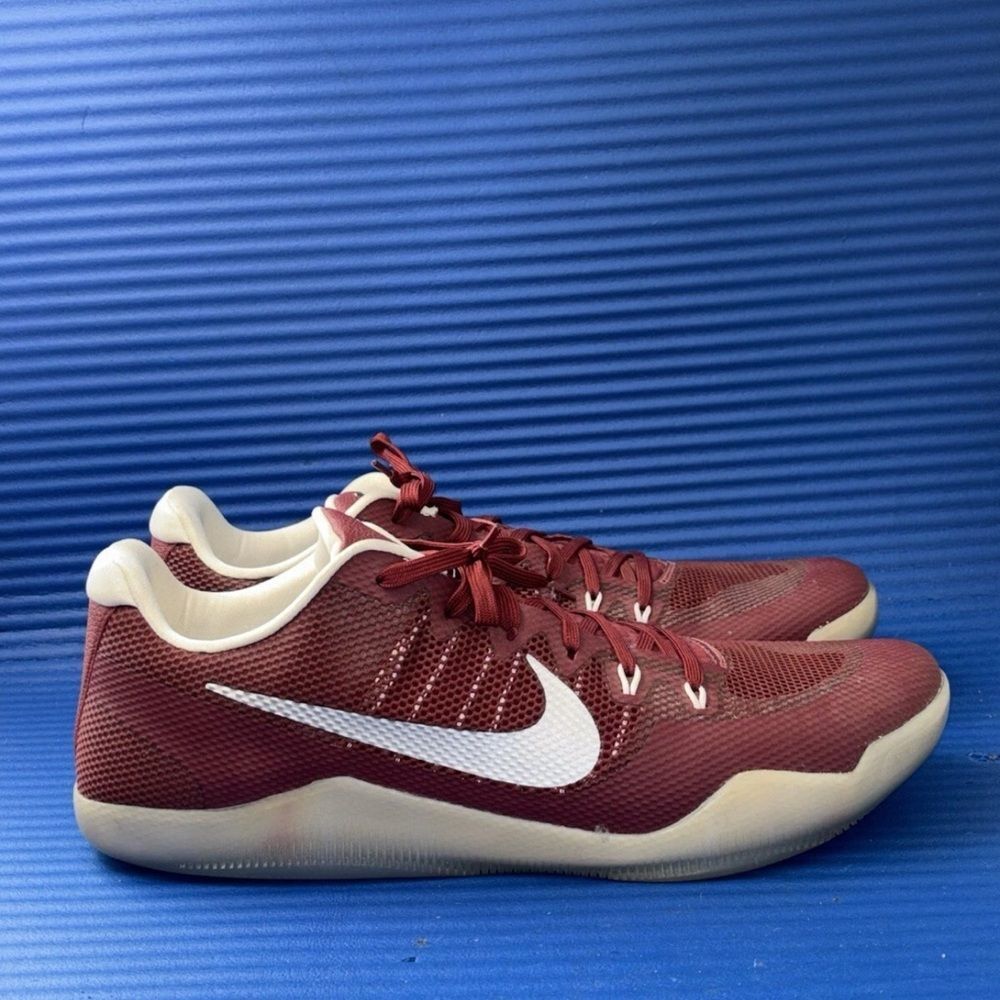 Size 18- Men’s Nike Kobe 11 XI TB Team Red Silver Sneakers Shoes 856485-662